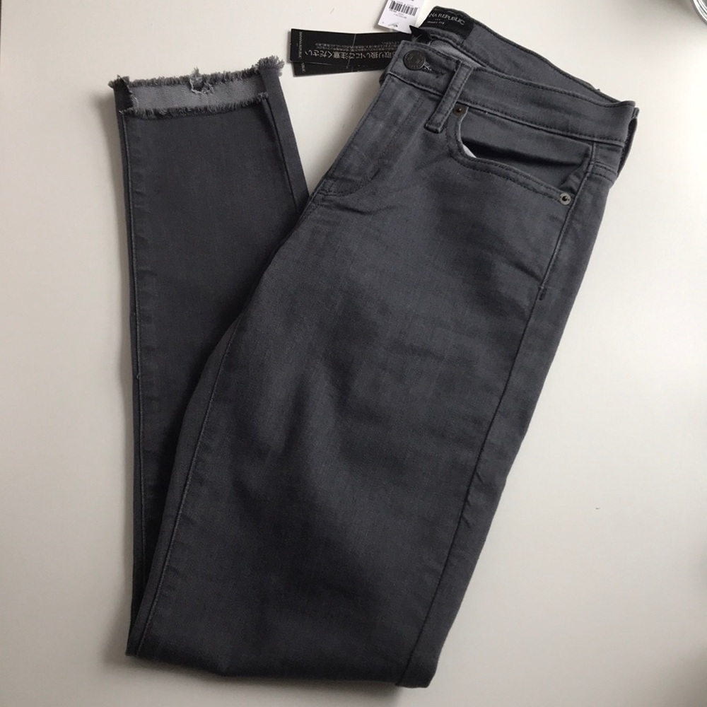 Banana Republic Gray Distressed Skinny Jeans